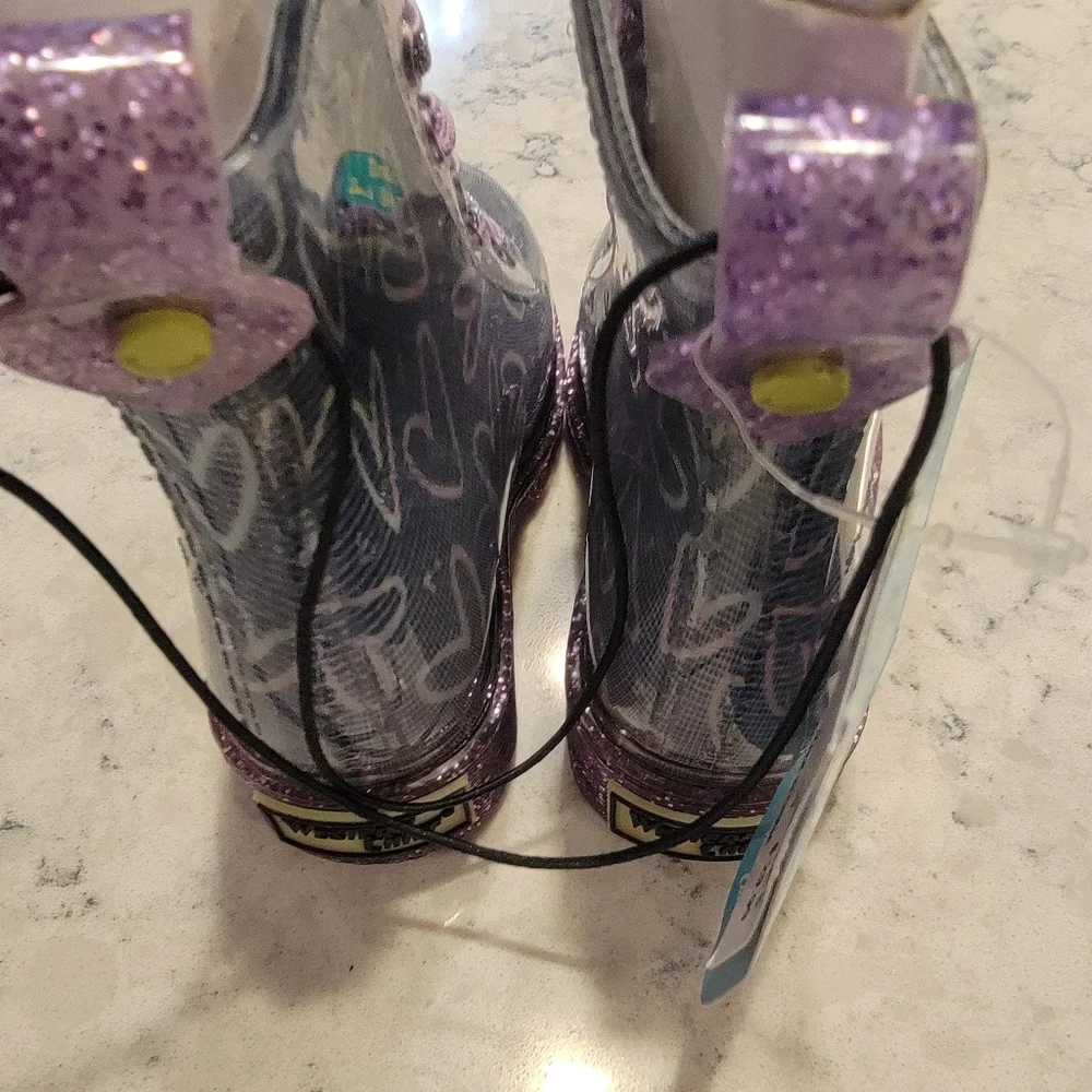 Western Chief Toddler Girls' Ombre Heart Glitter Sirena Rain Boots Size 5 NWT
